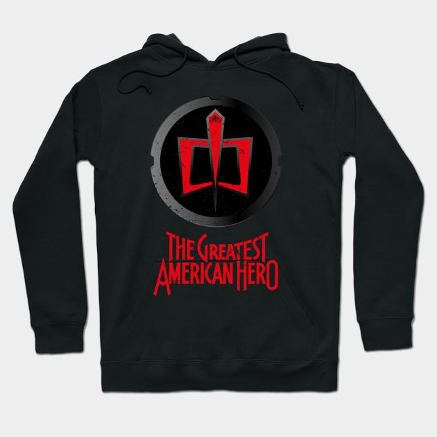 THE GREATEST AMERICAN HERO - Black Shield & Caption Hoodie by SALENTOmadness